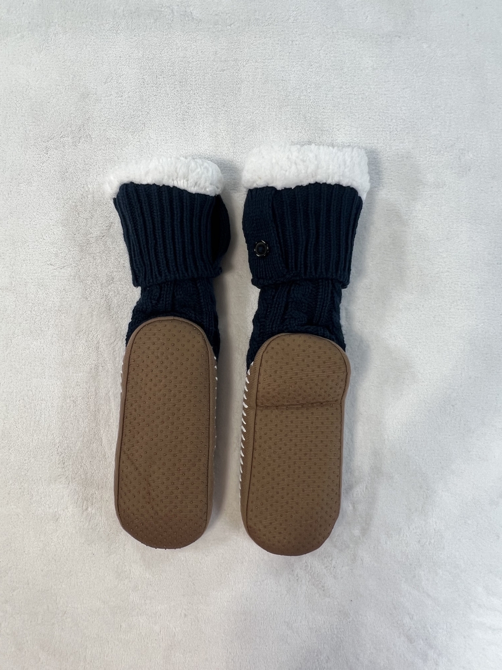 Dallas Cowboys Navy Blue Cable Knit Sherpa Lined Slipper Boots Star Logo Mens L - Picture 3 of 7